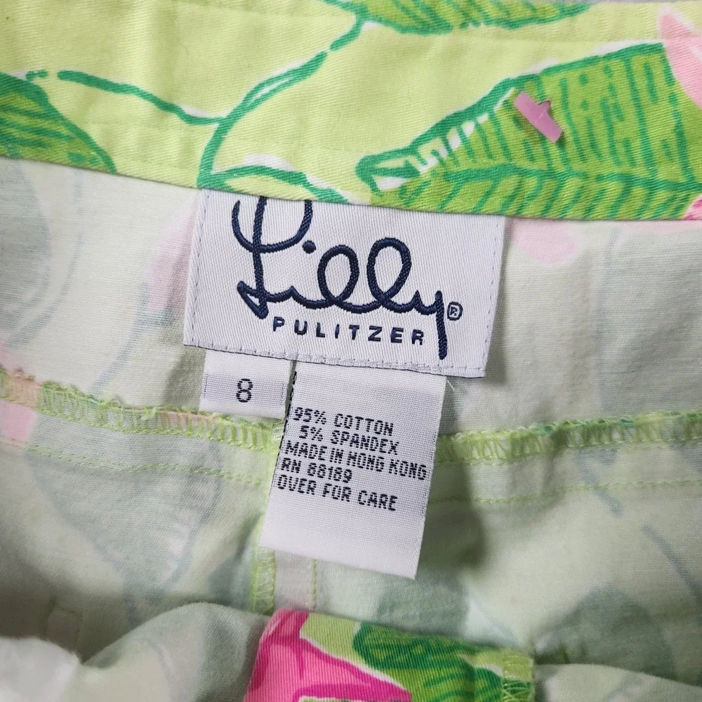 Lilly Pulitzer Pants Womens 8 Tropical Hibiscus White Label VTG Preppy‎ - Picture 5 of 6